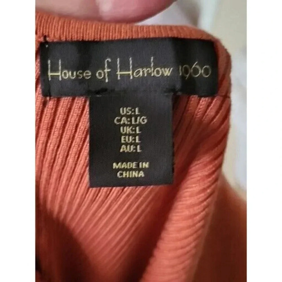 House of Harlow 1960 Ribbed One Shoulder rust orange Midi Dress Size L - Picture 6 of 7